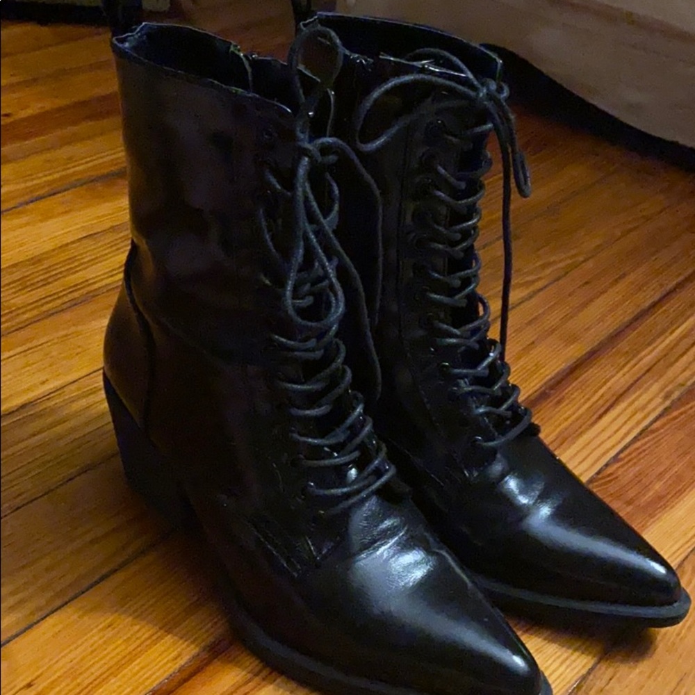 witchy black lace up boots